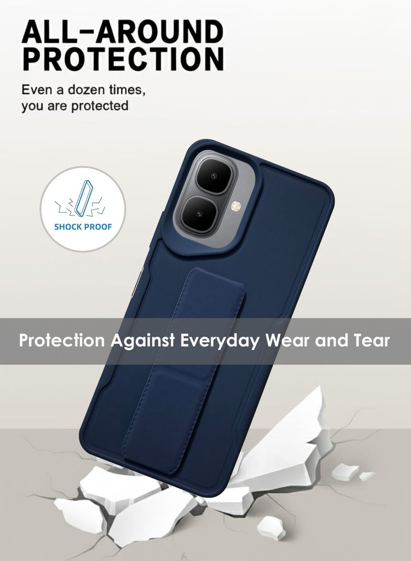 جراب Infinix Smart 10 بمقبض يدوي - حامل مغناطيسي ومسند لهاتف Infinix Smart 10 - قبضة قوية لحامل السيارة المغناطيسي، جراب سيليكون أنيق وعملي، يوفر أقصى درجات الراحة ومشاهدة بدون استخدام اليدين - أزرق داكن - Image 3